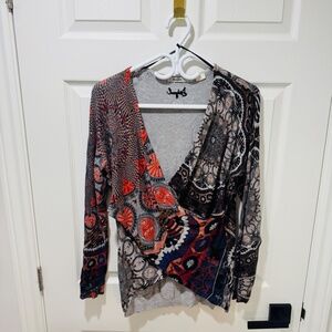 Desigual - Sweater Top, Eclectic, Patterned, Embellished with Sequins, Size M